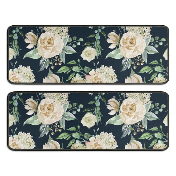 Kitchen Rugs Sets Of 2,Pioneer Flower Floral Print Pattern Anti Fatigue Kitchen Mat Rugs Non Slip Washable,Decorative Kitchen Floor Mats for Kitchen,Sink,Laundry,17"x47" 17"x47"