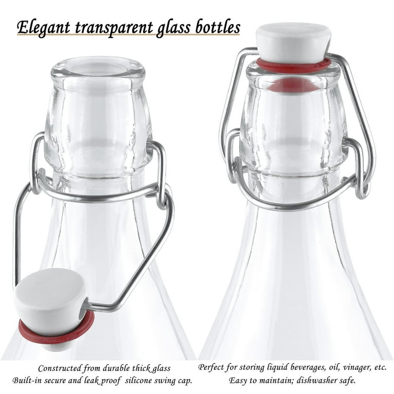  Estilo Reusable Glass Bottles w/ Metal Lids, 4pcs