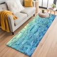 thumbnail image 2 of Turquoise Blue Teal 2'x6' Runner Rug, Chic Stained Glass Texture Aesthetic Washable Non-Slip Area Rugs for Hallway Kitchen Floor Bedroom Entryway, Laundry Carpet Decoration Indoor Mat, 2 of 9