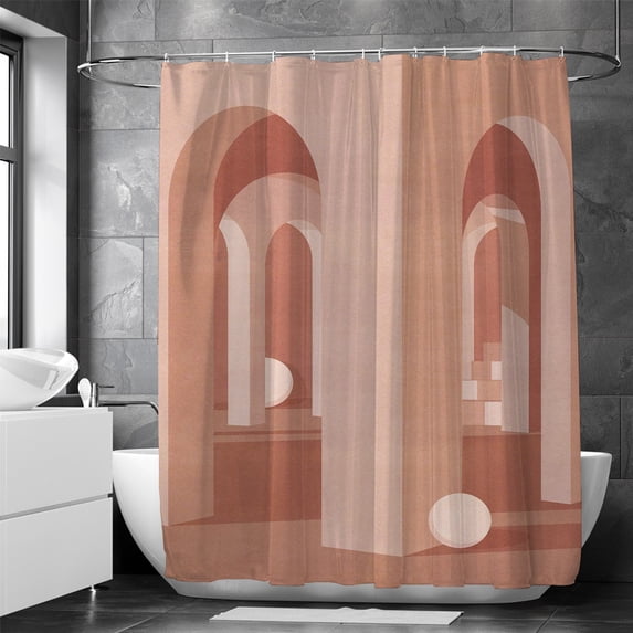 European-style Rome Nordic Simple Light Luxury Architectural Background Shower Curtain 3D Digital Printing Hole-free Bathroom Curtain Curtain