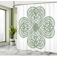 thumbnail image 4 of Ambesonne Celtic Shower Curtain, Irish 4 Leaf Clover Motif, 69"Wx84"L, Pale Green White, 4 of 4