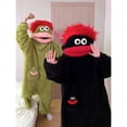 thumbnail image 3 of Kixjoy Funny Big Mouth Monster Onesie Pajamas Oversized Plush Fleece Hooded One Piece, Cozy Loungewear for Sleep & Party, Green S, 3 of 4