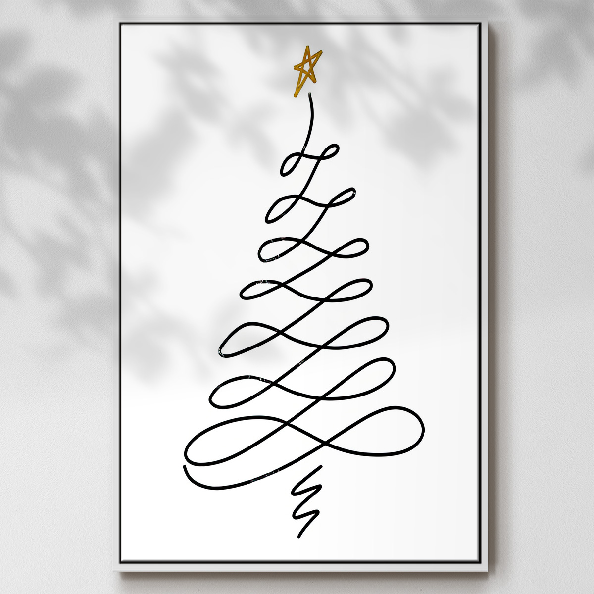 Christmas Tree III - Framed Gallery Wrapped Holiday Canvas - 27 x 41 - White Frame