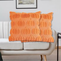 Hoosue Fall Decorative Throw Pillow Covers 18 x 18 Inch Set of 2, Thanksgiving Autumn Harvest Pumpkin Cushion Covers, 3D Embroidered Pillow Cases for Couch Bedroom Living Room Decor, Rust