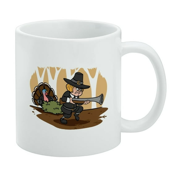 Pilgrim Turkey Thanksgiving Hunting White Mug