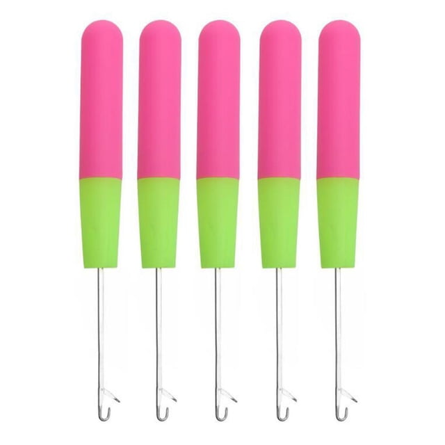 HILABEE 5 Packs 6in Latch Hook Crochet Hooks For Braids Hair Extension Weave Pink
