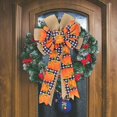 thumbnail image 2 of 2Pcs Fall Thanksgiving Halloween Wreath Bow, Large Pre-Tied Checkered Ribbon Swag Bow for Front Door, Indoor Living Room, Outdoor Courtyard Decoration, Autumn Holiday Ornament for Home, Porch, Mantel, 2 of 7