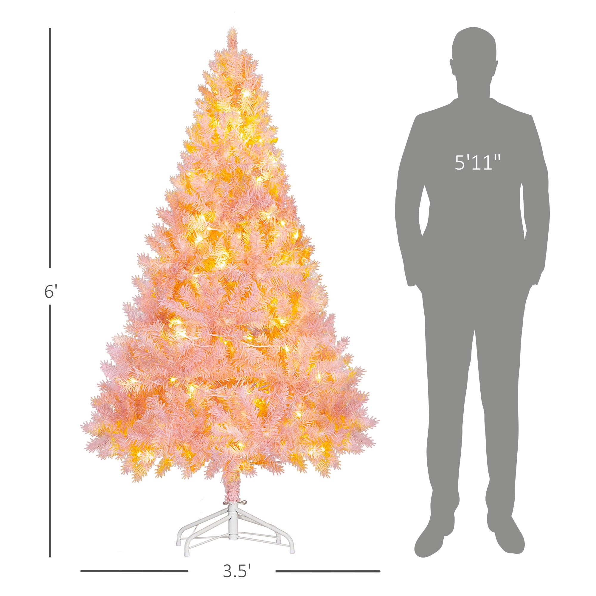 6ft Prelit Full Christmas Tree with 250 LED Lights 1000 Tips Easy Assembly Indoor Decor