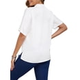 thumbnail image 3 of INSPIRE CHIC Women's Maternity Blouse Dolman Sleeve Loose Button Down Split Point Collar Short Sleeve Tops Pregnancy Shirts M White, 3 of 6