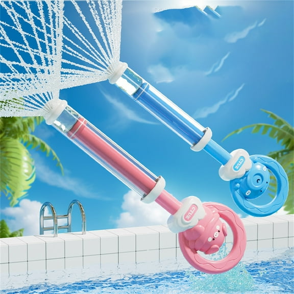 Pull Water Gun Fireworks Design 2PCS Large Capacity - Pink Blue Squirt Gun for Summer Beach Pool, Creative Water Blaster for Outdoor Water Fight Party Activity