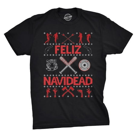 Mens Feliz Navidead Tshirt Zombie Funny Ugly Christmas Holiday Party Guys