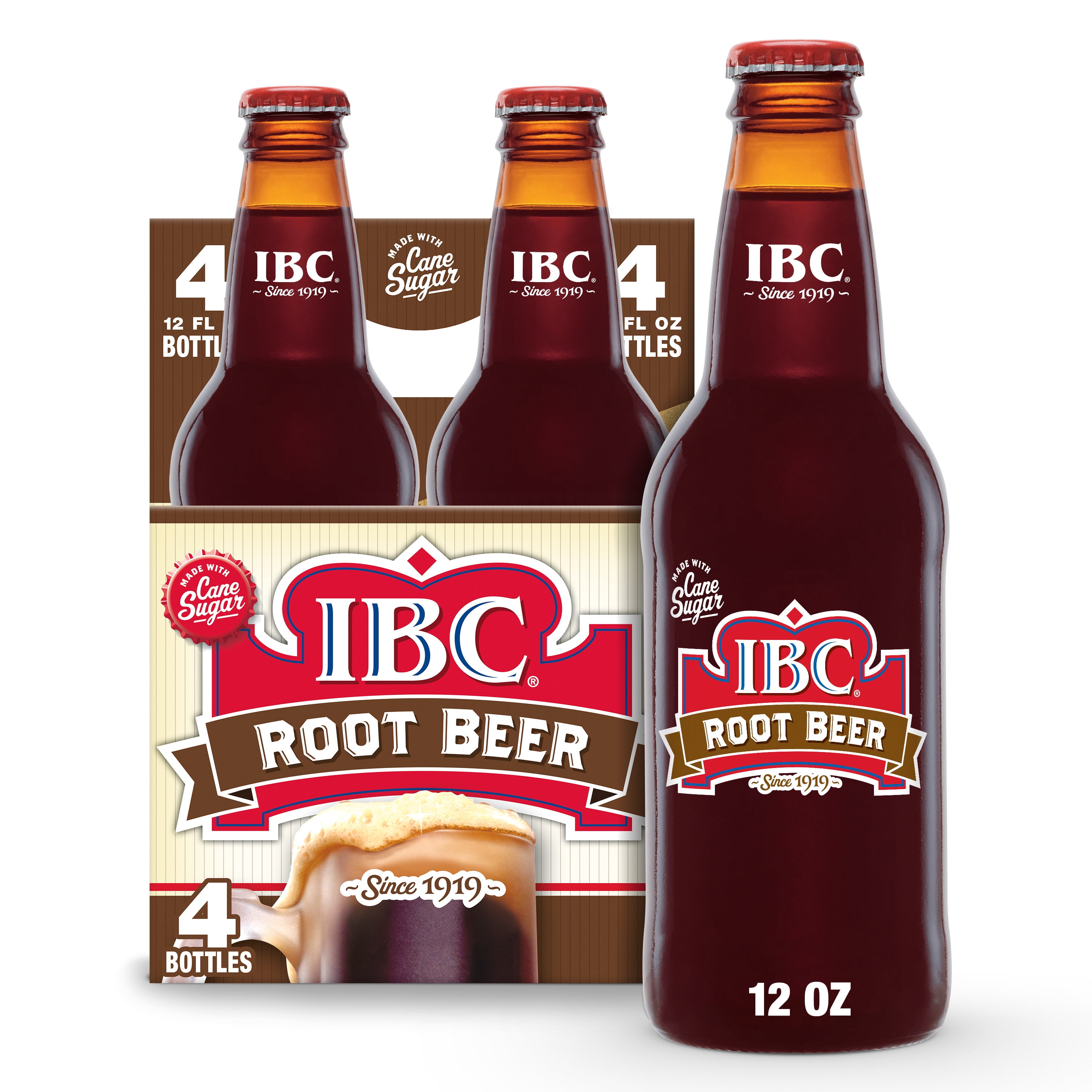 IBC Root Beer Made with Sugar Soda, 12 fl oz , 4 Count