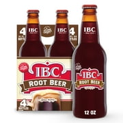 IBC Root Beer Made with Sugar Soda, 12 fl oz, 4 Pack Glass Bottles