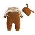 thumbnail image 6 of Gibobby Newborn Baby Clothes Boy Girl Zipper Jumpsuit Infant Long Sleeve Romper Outfit(Brown,0-3 Months), 6 of 9