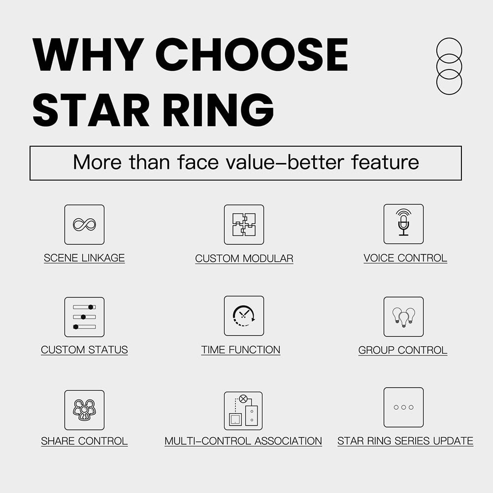 Leke For Moes For Tuya For ZigBee Smart Light Switch Wall Switch Star Ring Series For Led Light Lamp Smart Control
