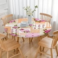 thumbnail image 3 of Pioneer Flower Floral Print Pattern Round Fitted Tablecloth with Elastic Edge,Dining Table Cover Waterproof,Outdoor Round Tablecloth for Camping,Dining,Indoor and Outdoor, 3 of 7