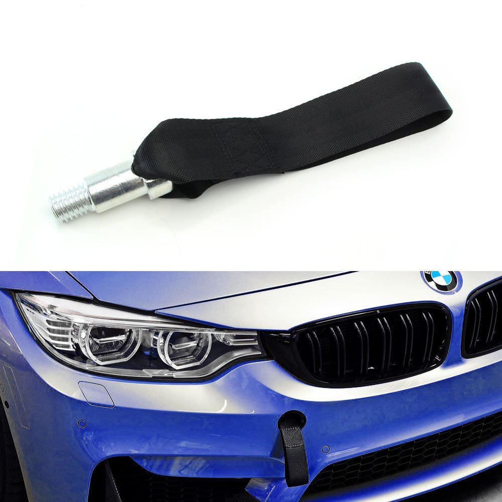 iJDMTOY (1) Black High Strength Racing Tow Hook Strap Set For BMW 1 2 3