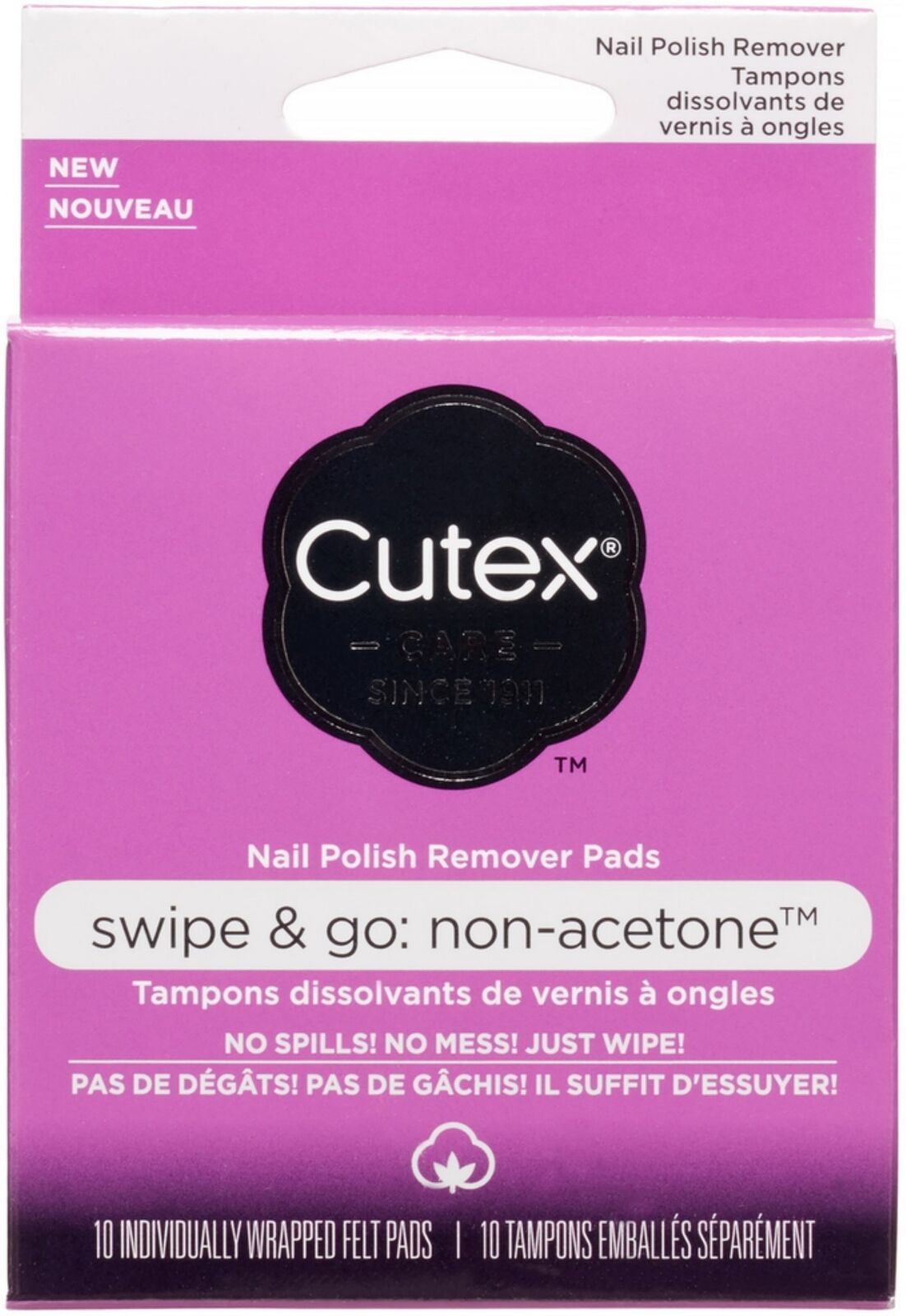 Cutex Swipe - Go Non-Acetone Nail Polish Remover Pads 10 ea