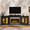B#Black(Multi-color Fireplace), variant on LGHM 104" Fireplace TV Stand with 30" Electric Heater, Large Farmhouse Entertainment Center with Storage Cabinet, Media Console for Living Room, White