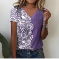 thumbnail image 6 of 2024 Summer New 3d Flower Print V-neck Short Sleeve Blouse Fashion T-shirts For Women Clothing Y2k Tee graphic t shirts, 6 of 7