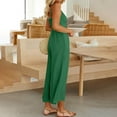 thumbnail image 4 of Lilgiuy Womens Fashion Summer Solid Pocket Casual Sleeveless Suspender Jumpsuit Green XL(XL) Dresses for 2022, 4 of 4