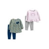 Child of Mine by Carter's Baby Girl Long Sleeve Shirt and Pant 4pc Outfit Set