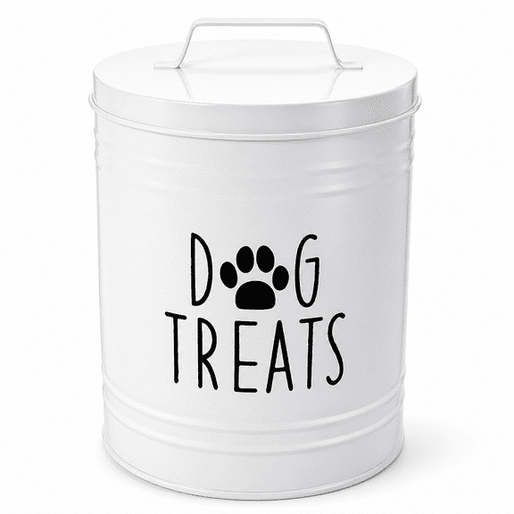 RAIRSKY Dog Cookie Jar Food Storage Container Air Tight Treat Snack White Dog Treat Container