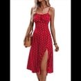 thumbnail image 3 of Vestido de Verano Floral para Mujer, Vestido Midi con Tirantes Finos y Espalda Descubierta, Vestido Bohemio para Vacaciones en la Playa. Rojo L, 3 of 9