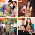 thumbnail image 4 of Pioneer Flower Floral Print Pattern Apron for Women and Men, Cotton Linen Waterproof with Pockets, Adjustable, 33x27 Inch for Kitchen, Gardening, BBQ, Salon, 4 of 6