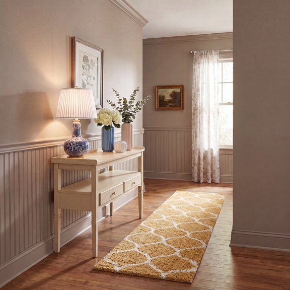 Safavieh Hudson Arline Geometric Shag Runner Rug, Gold/Ivory, 2'3" x 8'