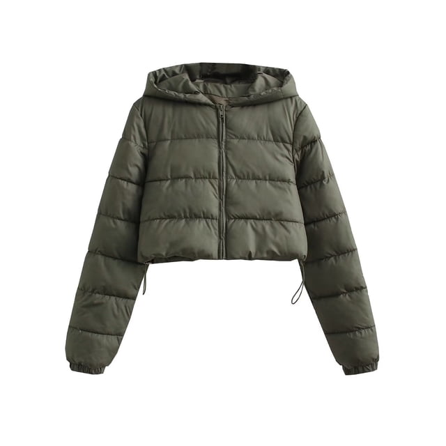 Chaqueta de invierno nueva de algodón acolchado con capucha de color sólido y estilo europeo y americano para mujer
