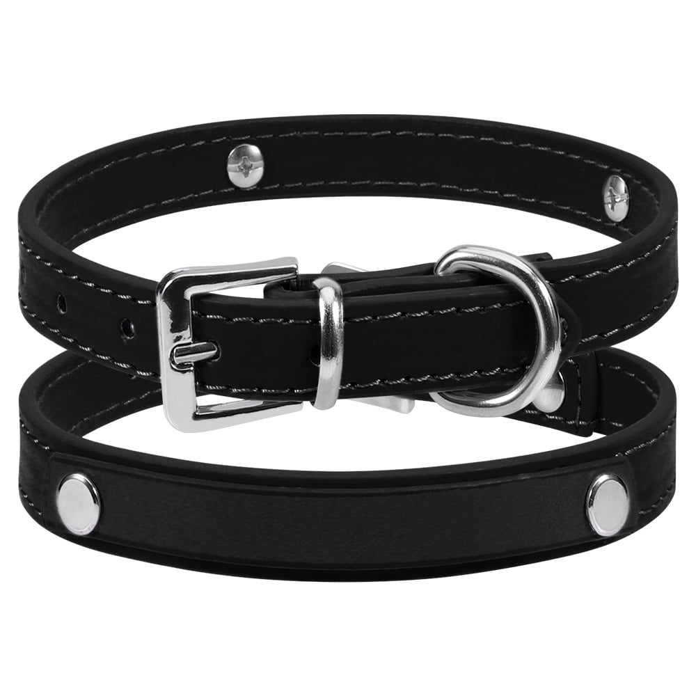 Rosnek PU Leather Dogs Cats Collars, Adjustable Dog Leashes Harnesses