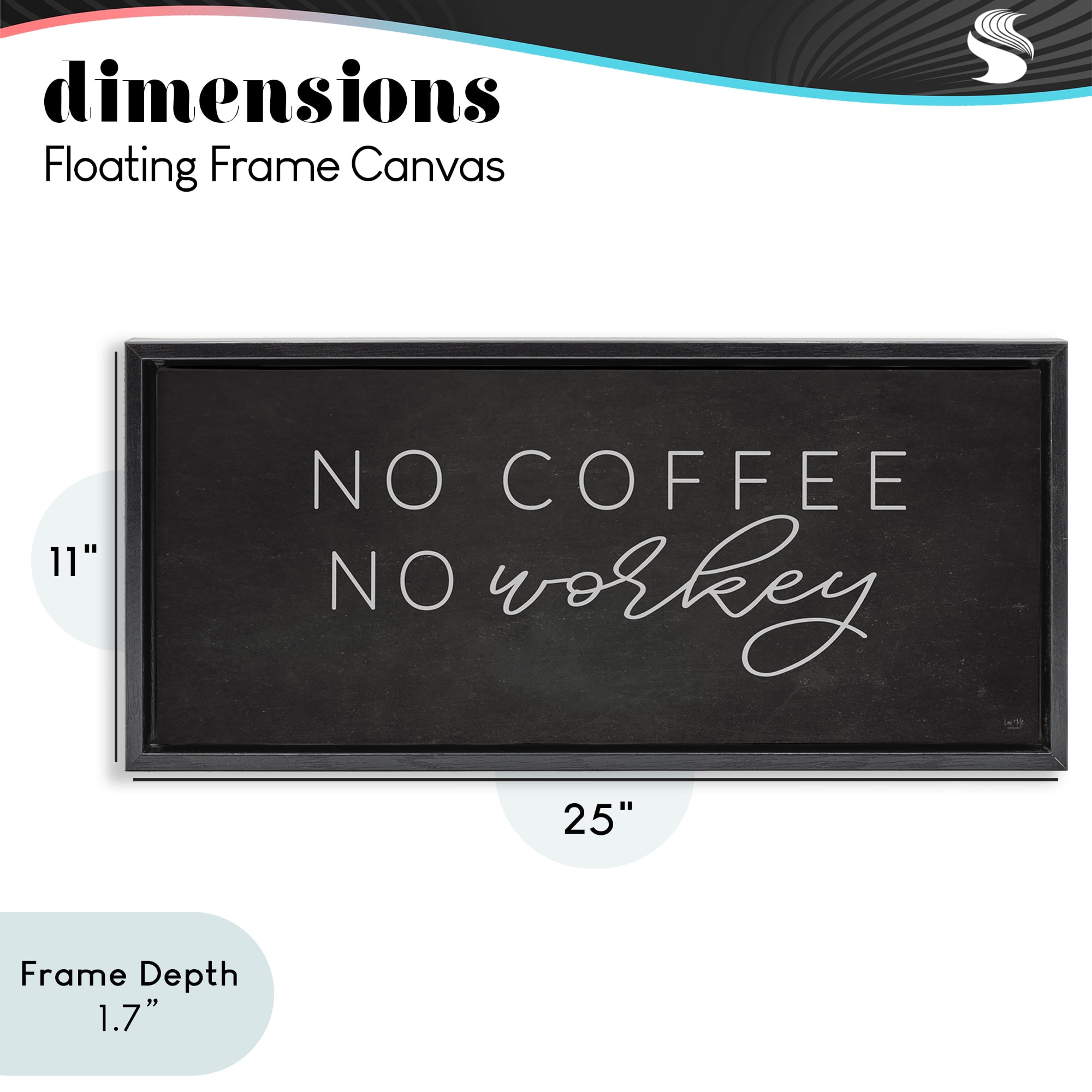 Stupell Industries Sassy No Coffee Quote Black Framed Floater Canvas Wall Art, design by Lux + Me Designs