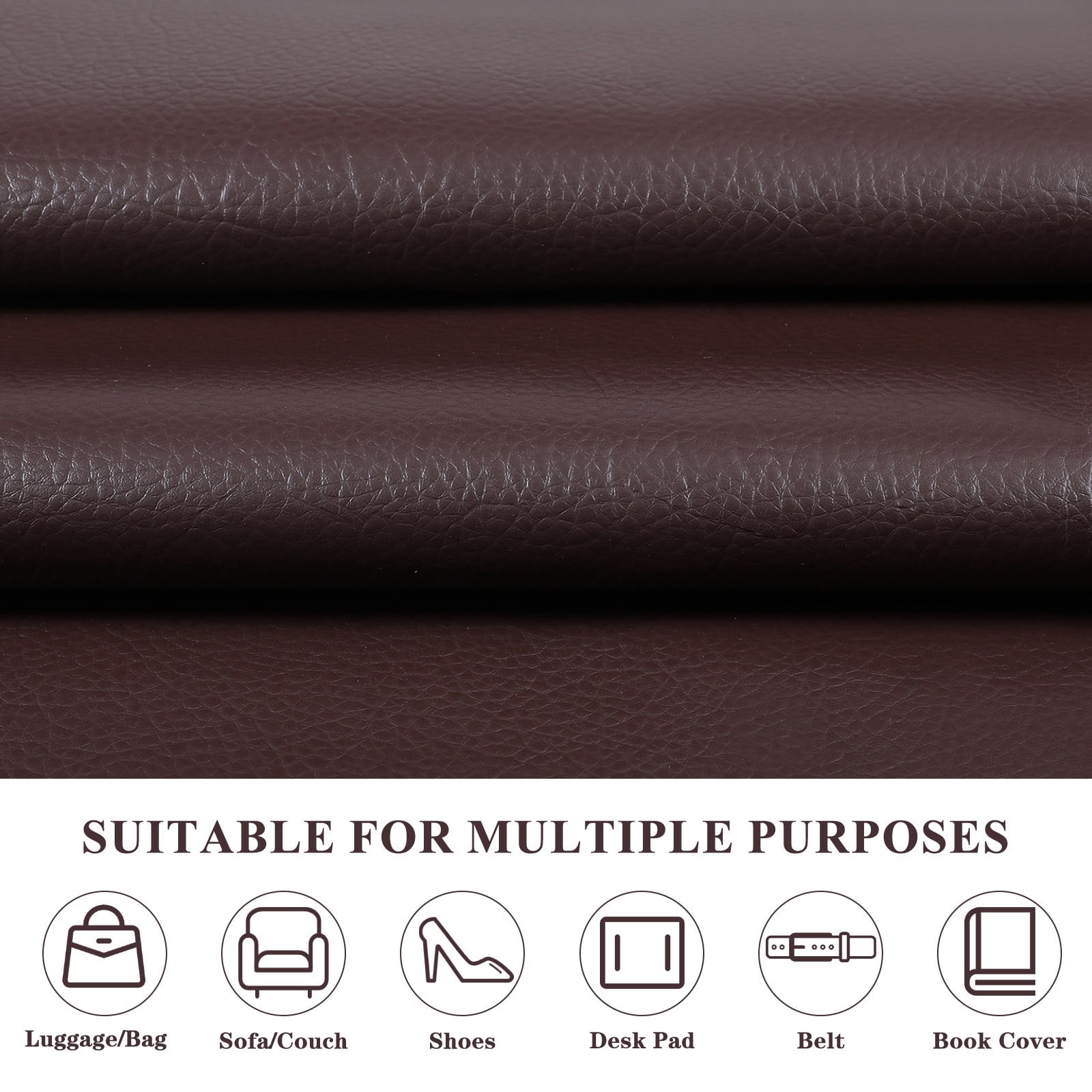 ANMINY Litchi Pattern Faux Leather Fabric, 1 Yard, 55in Wide Upholstery Leather for Headboard, Wall Decor, Sofa, Crafts, Sewing, Wallets, Handbags