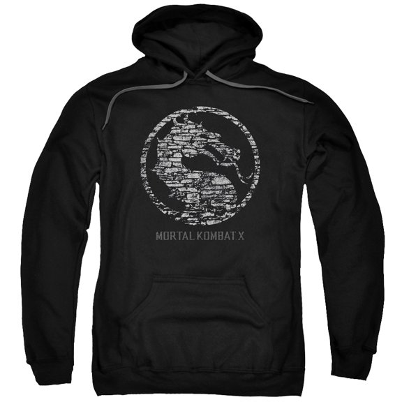 Trevco Sportswear WBM417-AFTH-6 Mortal Kombat X Stone Seal Adult Pullover Hoodie, Black - 3X