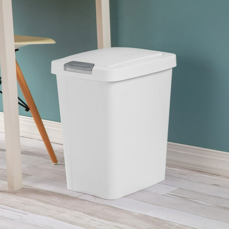 Sterilite 7.5 Gallon TouchTop Trash Can with Lid, White, Slim