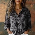 thumbnail image 4 of Texiao Women Cotton Shirt Printed Fashion Button Down Shirts Casual Tops Long Sleeve Blouse, 4 of 4
