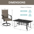thumbnail image 4 of LOGYAT 7-Piece Weather-Resistant Patio Dining Set, 6 Mid-Back Padded Textilene Swivel Rocking Chairs, Rectangular Black Metal Slat Table with Umbrella Hole, Furniture for Garden, Deck, Backyard, Lawn, 4 of 7