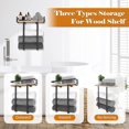 thumbnail image 4 of AOOOWER Vertical Wooden Wall Mounted Bathroom Towel Rack 2 Layer Storage with Grids Meshes Design Metal Frame Wooden Shelf, 4 of 7