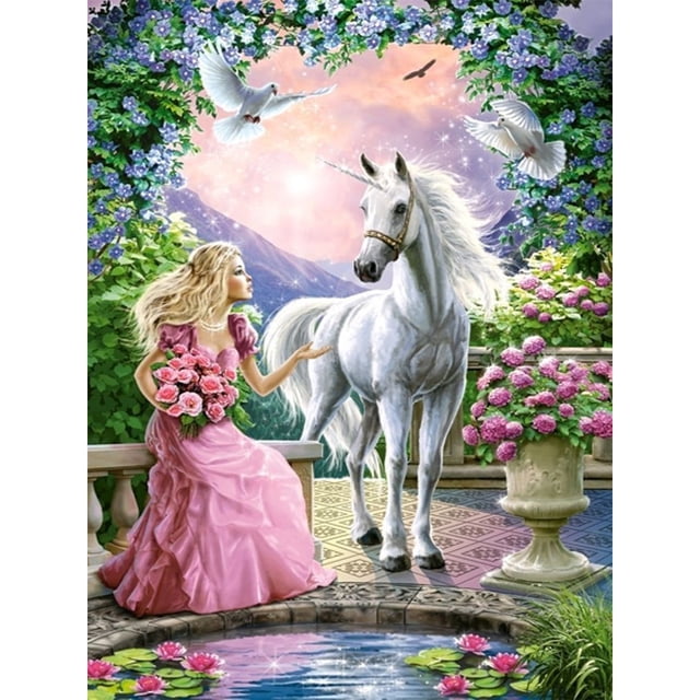Pintura de diamante 5D DIY Kit de caballo de taladro redondo completo Decoración de arte para el hogar (K364) Hugtrwg Para estrenar