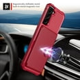thumbnail image 3 of Allytech Rugged Case for Samsung Galaxy S23 Plus Support Magnetic Car Mount, Premium PU Leather Flip Card Cash Holder Pocket Shockproof Anti-Fall Back Case for Samsung Galaxy S23 Plus - Red, 3 of 7