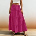 thumbnail image 2 of Ygbgbb Women's Eyelet Embroidery Tiered Maxi Skirt High Waisted Ruffle Flowy Long Skirt Boho A-Line Skirt Summer Casual Beach Vacation Skirts Hot Pink XL, 2 of 8