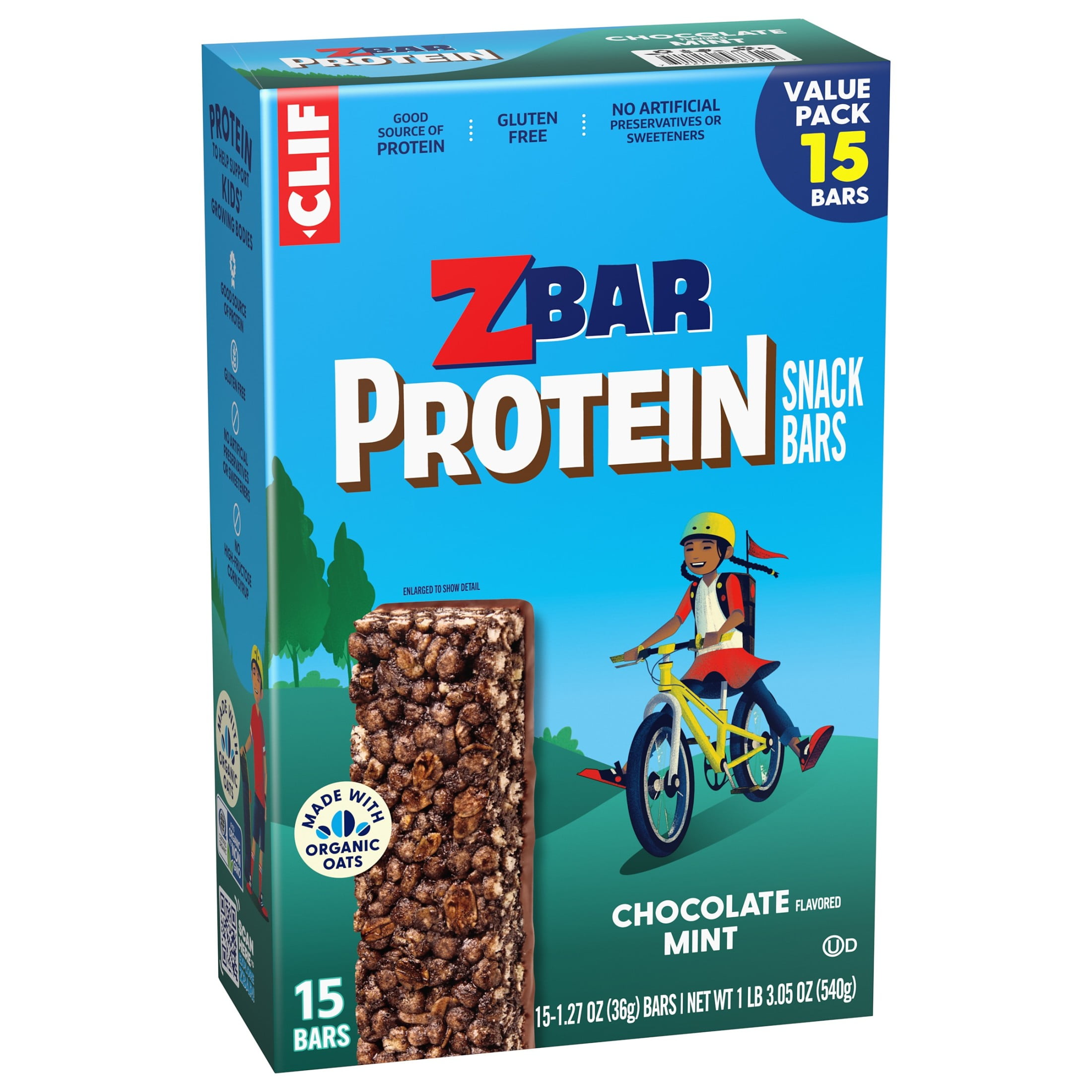 Zbar Protein Chocolate Mint Flavor Crispy Snack Bars, Gluten