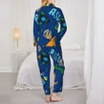 thumbnail image 5 of Disketp Pajamas Set Long Sleeve Sleepwear Womens Button Down Nightwear Pj Sets-Dinosaur In Space, 5 of 9