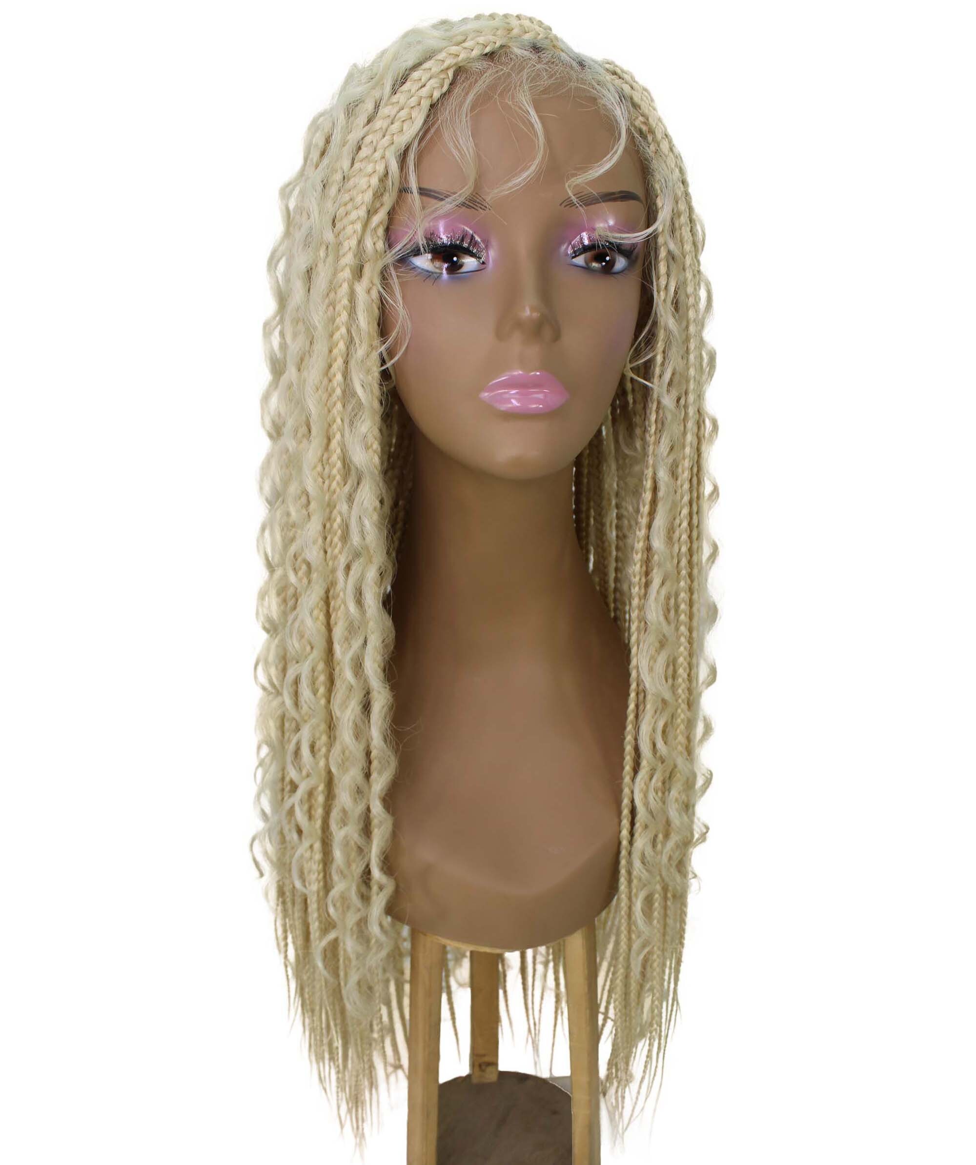 LUXLUXE Hailey Curly Braided 30 in Long Braided Wig, Beauty Heat Resistant Fiber, Light Blonde Color