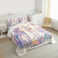 thumbnail image 3 of Manfei Purple Unicorn Bedding Comforter Set for Kids, Dreamy Butterfly Animal Twin Comforter Sets, Garden Floral Flower Reversible Bedding Set, Luxury Bedroom Decor, 2 Pieces, 3 of 8