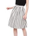 thumbnail image 2 of Allegra K Falda Mujer Midi A Rayas Con Botones Y Elástica, dos colores Blanco L, 2 of 6
