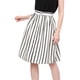 thumbnail image 2 of Allegra K Falda Mujer Midi A Rayas Con Botones Y Elástica, dos colores Blanco L, 2 of 6