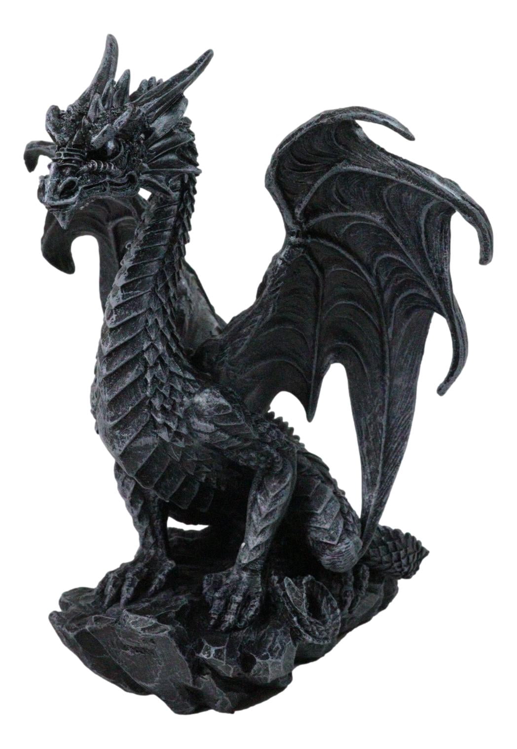 Draconis Watcher Guardian Stone Gargoyle Dragon On Rock Decorative Figurine 8"H