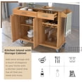 thumbnail image 3 of Kitchen Cart with Stainless Steel Top & Storage Cabinet, Mobile Kitchen Island Cart on Wheels with Two Drawers & Goblet Holder & Wine Rack & Spice Rack & Towel Holder, 51Lx18Wx37H Inches, Brown, 3 of 7